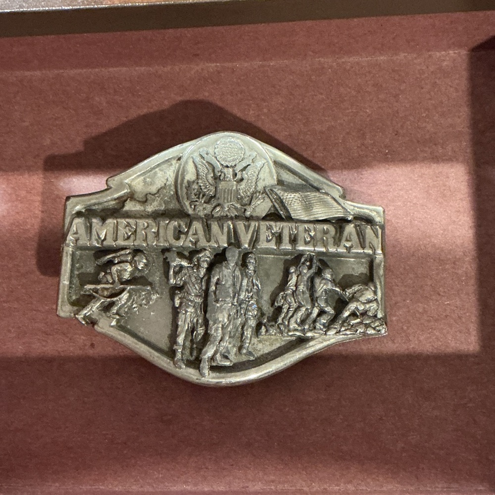 Vintage Siskiyou Buckle Company American Veteran Belt Buckle.